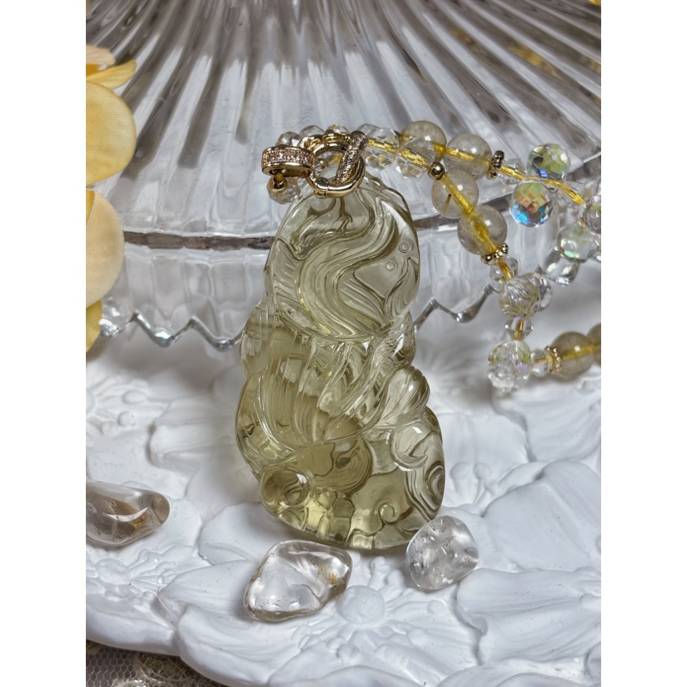 現貨✿天然極美黃水晶仙靈九尾狐項鍊-細節圖4