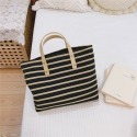 【小點事】文藝復古色織條紋帆布手提小方包媽咪包加厚日常拎包-規格圖10