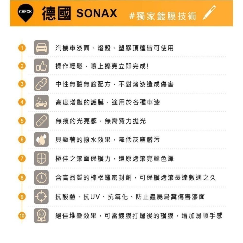 【限時購】SONAX HSW光滑保護膜 棕櫚封體 噴蠟 超光滑QD 光澤滑順 光亮不留痕跡-細節圖5