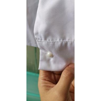 全新白色基本款女士長袖珍珠扣襯衫-細節圖5
