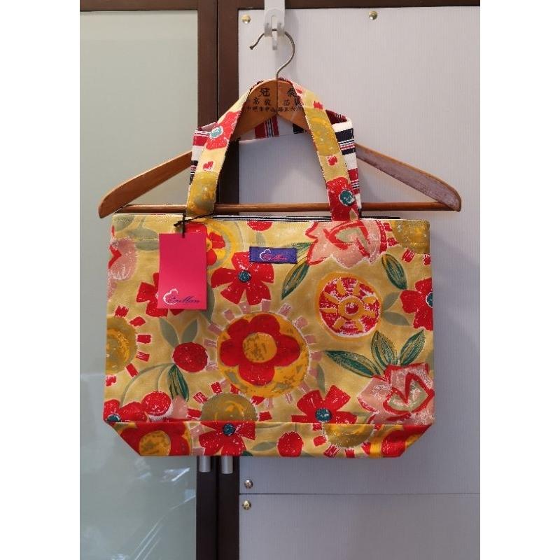 全新兩面可用帆布購物袋(條紋+抽象花朵圖案)，加贈不織布提袋-細節圖2