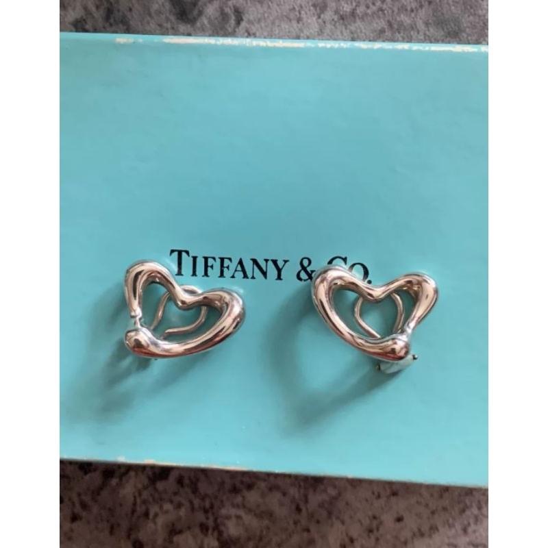 Vintage老風華～中古Tiffany 925純銀Open Heart愛心耳夾一對-細節圖2