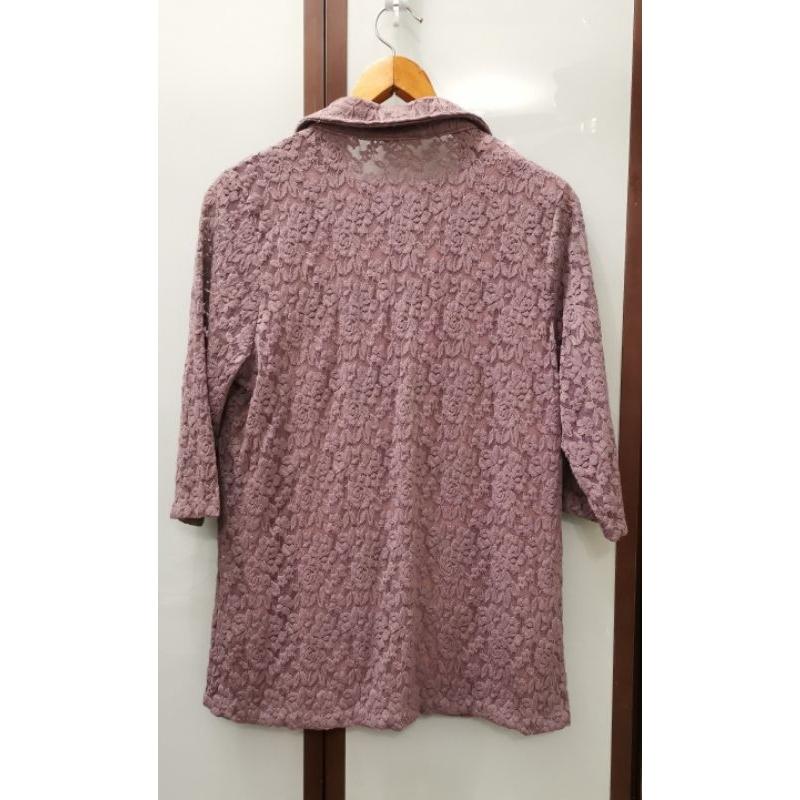 彈性蕾絲布料七分袖兩件式上衣組-細節圖3