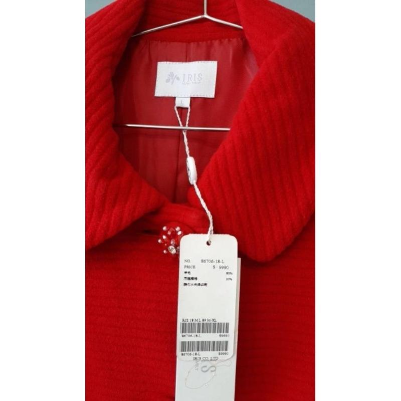代友出售/全新女士正紅色IRIS 80%羊毛冬季外套，尺碼L號-細節圖3
