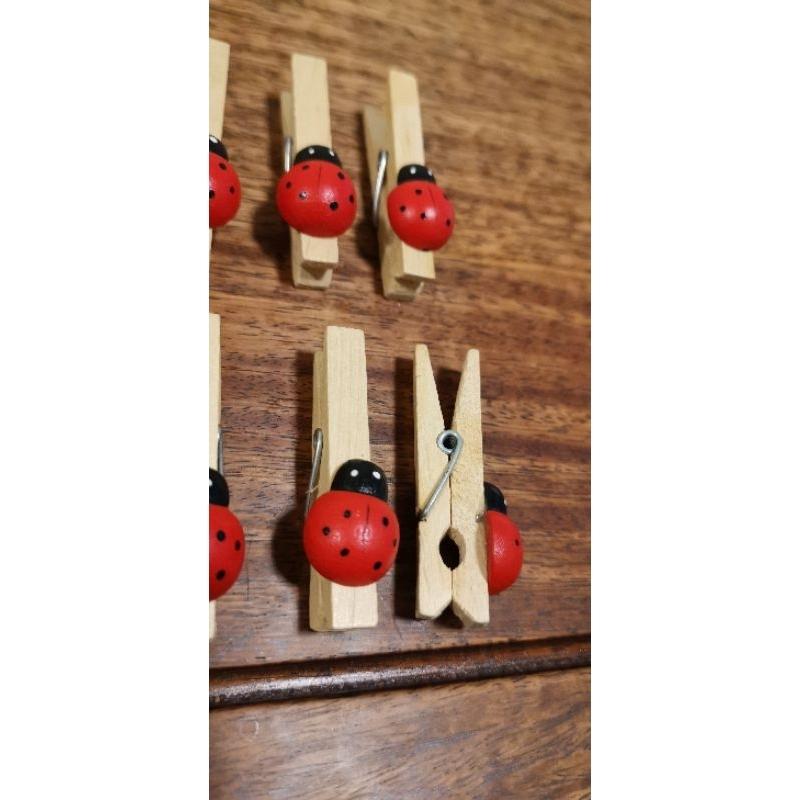 二手文具，8支鉛筆+2支答案卡鉛筆+10個瓢蟲小木夾-細節圖4