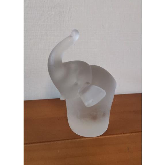 老物件，玻璃大象擺件，有瑕疵-細節圖2