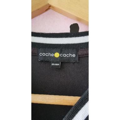 二手洋裝，尺碼165/88a，法國cache cache女士春秋兩季黑色拉鏈運動風洋裝-細節圖5