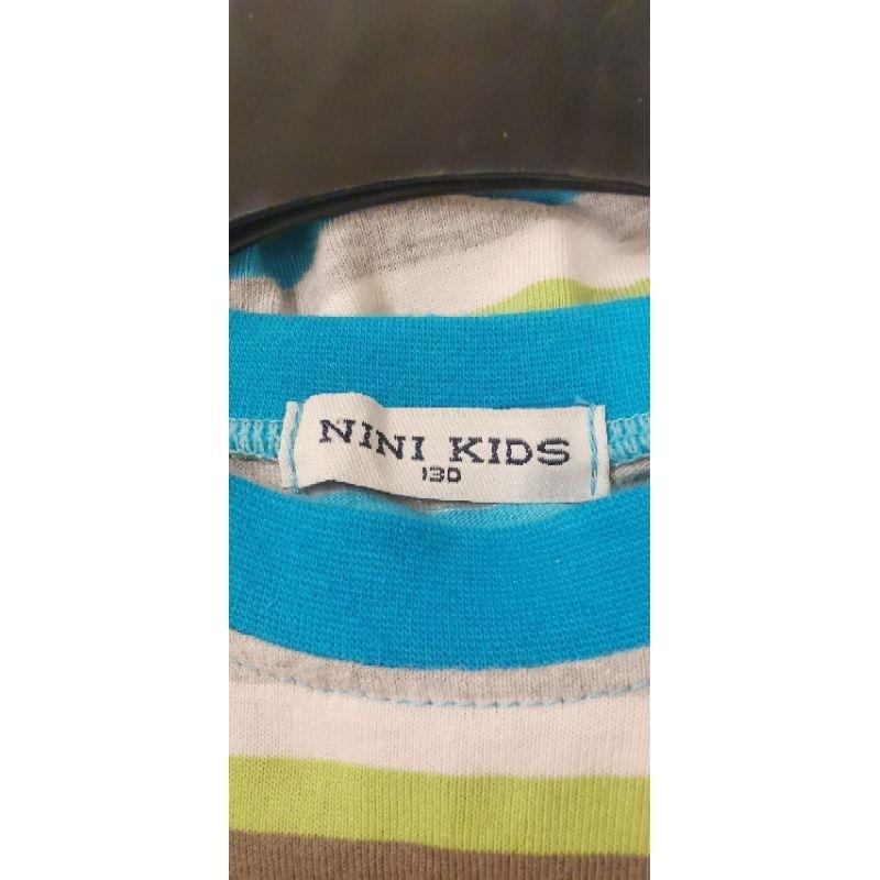 全新NINI KIDS無吊牌女童長袖洋裝，已下水清洗，哈姆太郎、條紋圖案，尺碼130公分-細節圖5