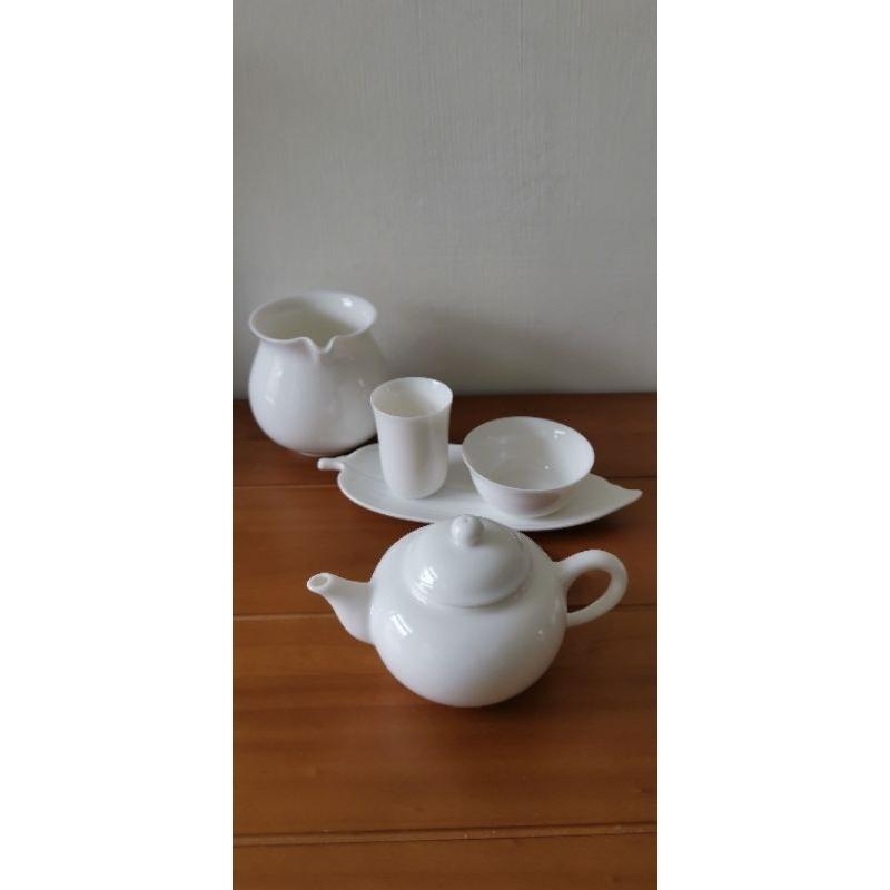 全新品，香港嶤陽茶行白瓷老人茶茶具組全套14件-細節圖2