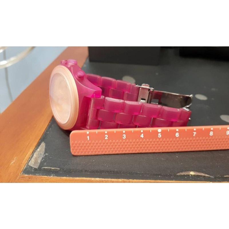 代友出售/全新品，Marc by Marc Jacobs微笑馬戲團玩色計時腕錶，桃紅色-細節圖5