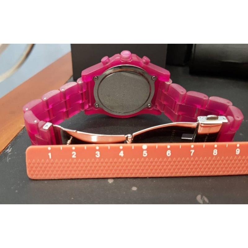 代友出售/全新品，Marc by Marc Jacobs微笑馬戲團玩色計時腕錶，桃紅色-細節圖6