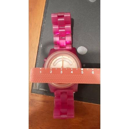 代友出售/全新品，Marc by Marc Jacobs微笑馬戲團玩色計時腕錶，桃紅色-細節圖8
