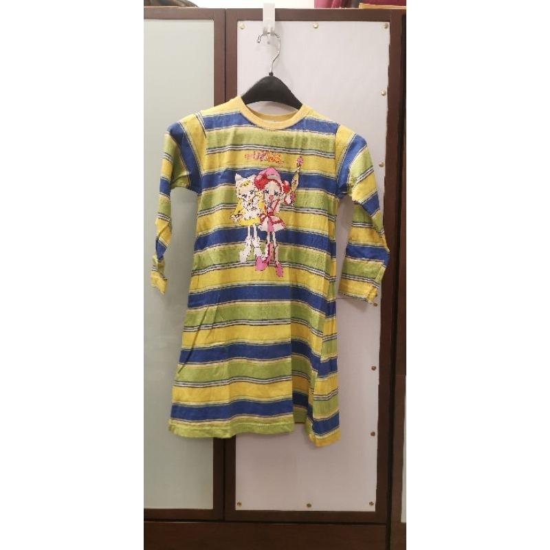 全新NINI KIDS無吊牌女童長袖洋裝，已下水清洗，小魔女、條紋圖案，尺碼130公分-細節圖2