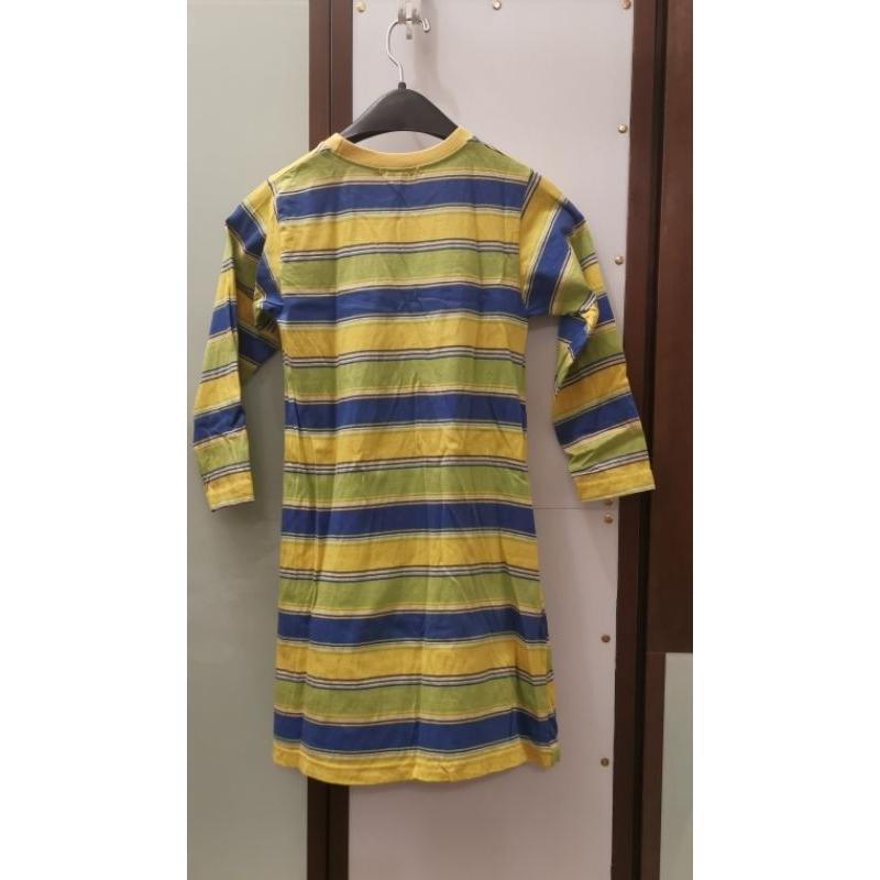 全新NINI KIDS無吊牌女童長袖洋裝，已下水清洗，小魔女、條紋圖案，尺碼130公分-細節圖3