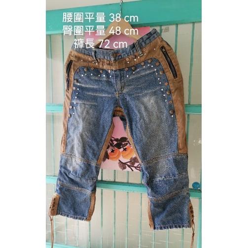 二手衣物，女士七分拼色牛仔褲-細節圖2