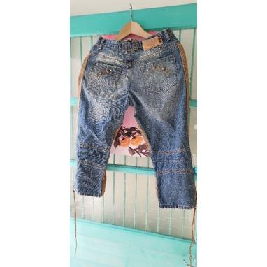 二手衣物，女士七分拼色牛仔褲-細節圖3