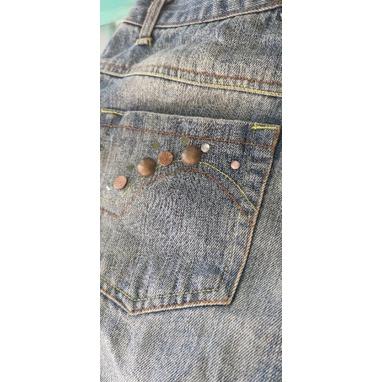二手衣物，女士七分拼色牛仔褲-細節圖6