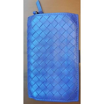 二手八成新紫色BOTTEGA VENETA拉鏈扣式中型皮夾-細節圖5