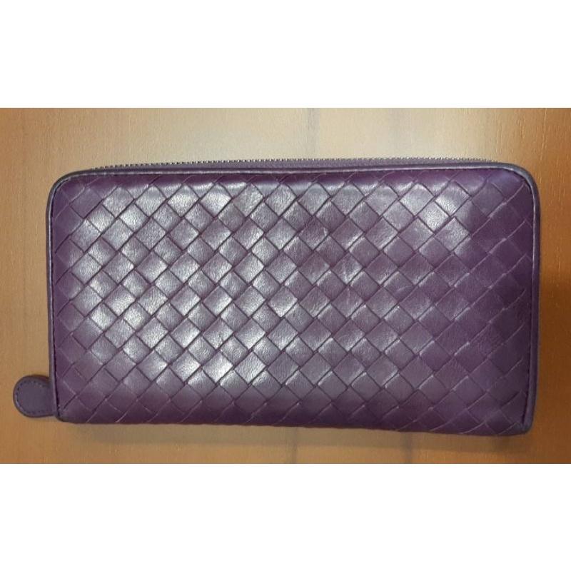 代友出售/二手有明顯瑕疵精品長皮夾，Bottega Veneta紫色拉鏈款-細節圖2