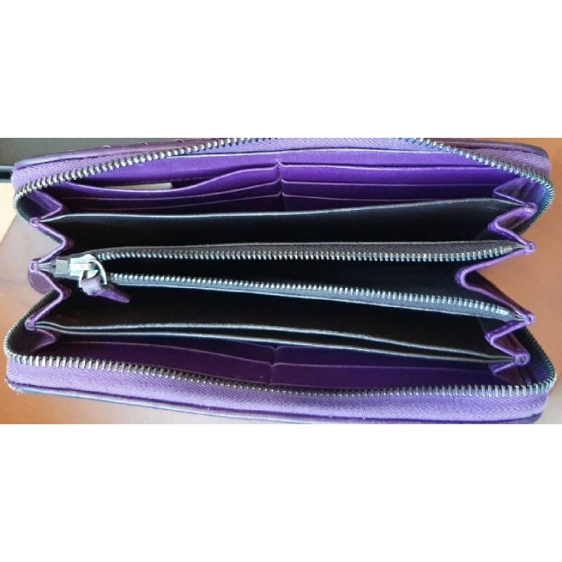 代友出售/二手有明顯瑕疵精品長皮夾，Bottega Veneta紫色拉鏈款-細節圖5