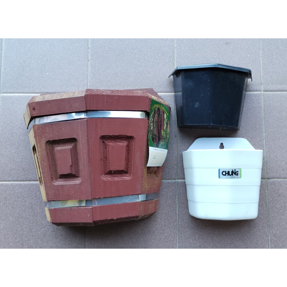 全新園藝用品，戶外加州紅木壁掛式花盆-細節圖3