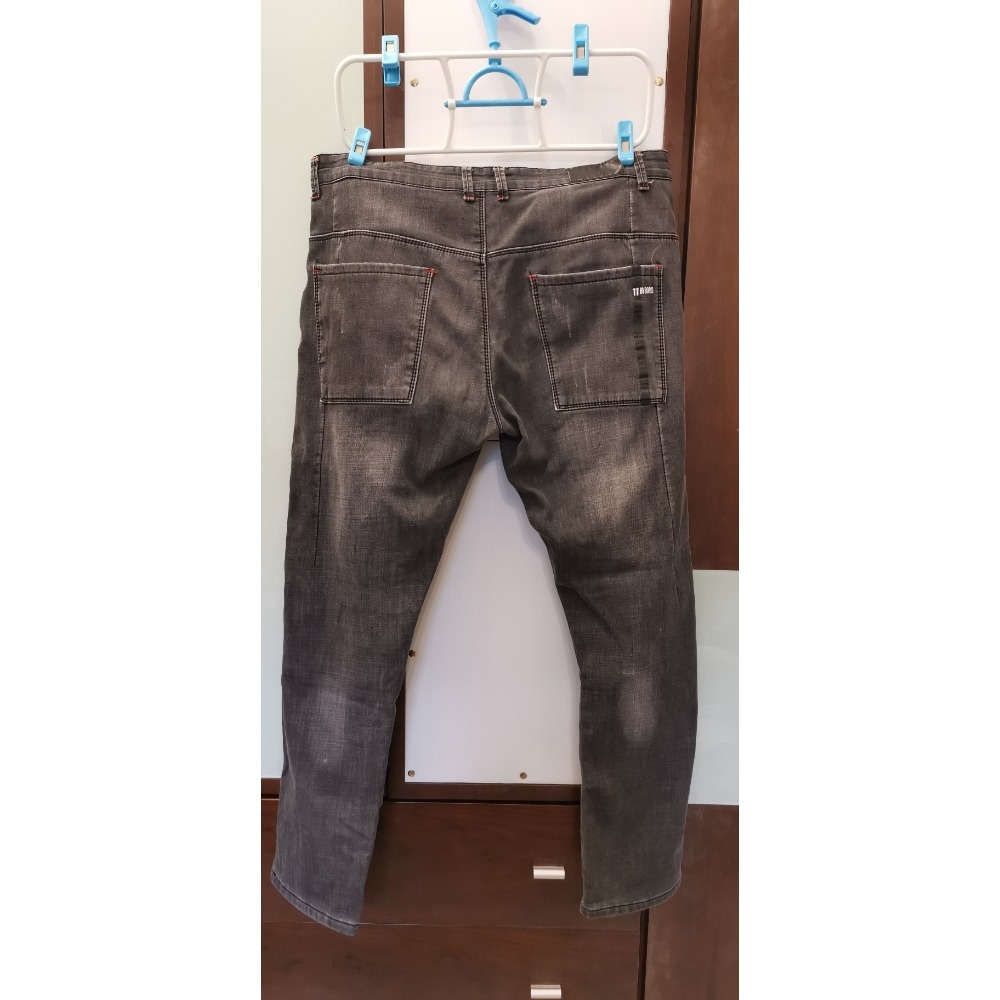 二手男士冬季刷毛鐵灰色牛仔長褲-細節圖2