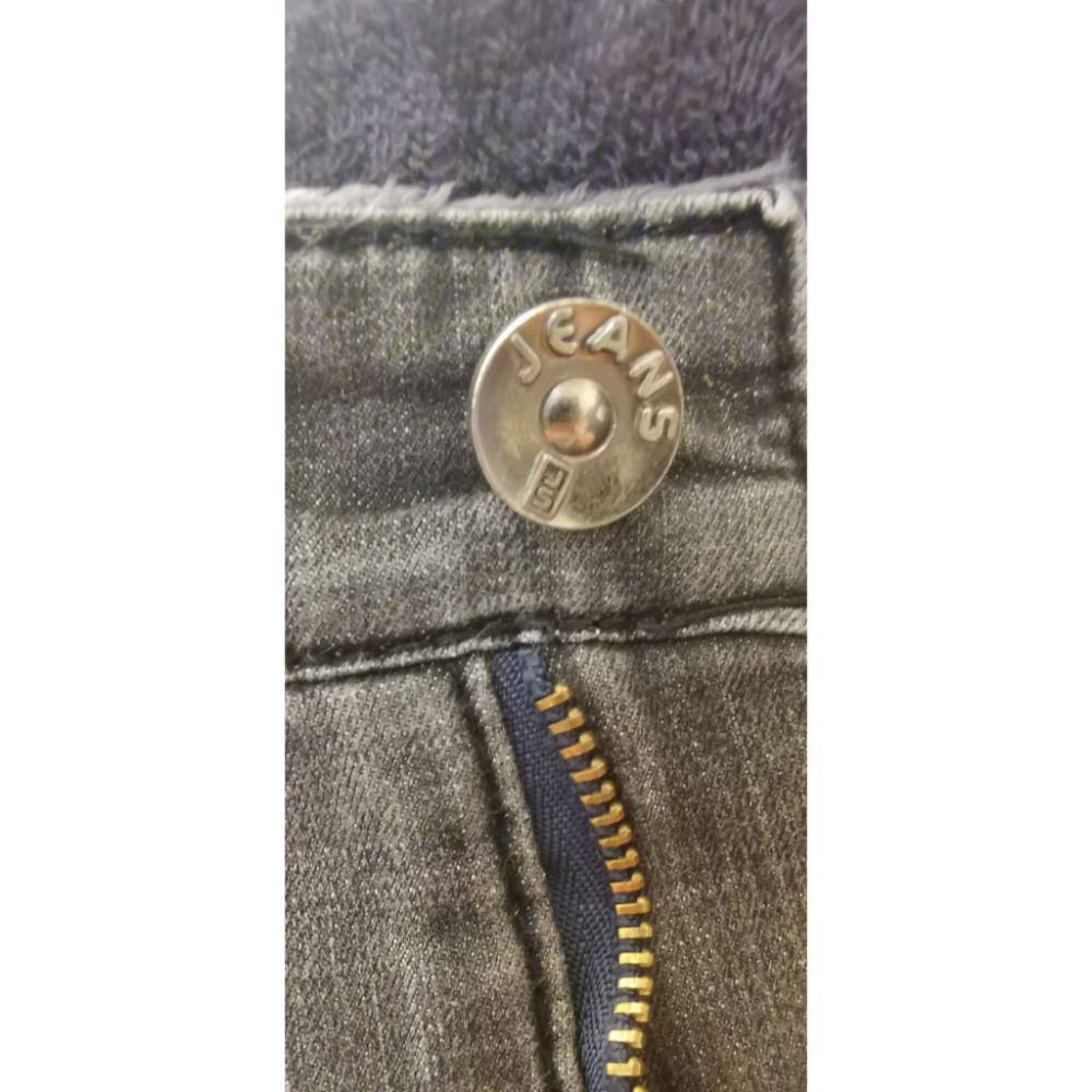 二手男士冬季刷毛鐵灰色牛仔長褲-細節圖3