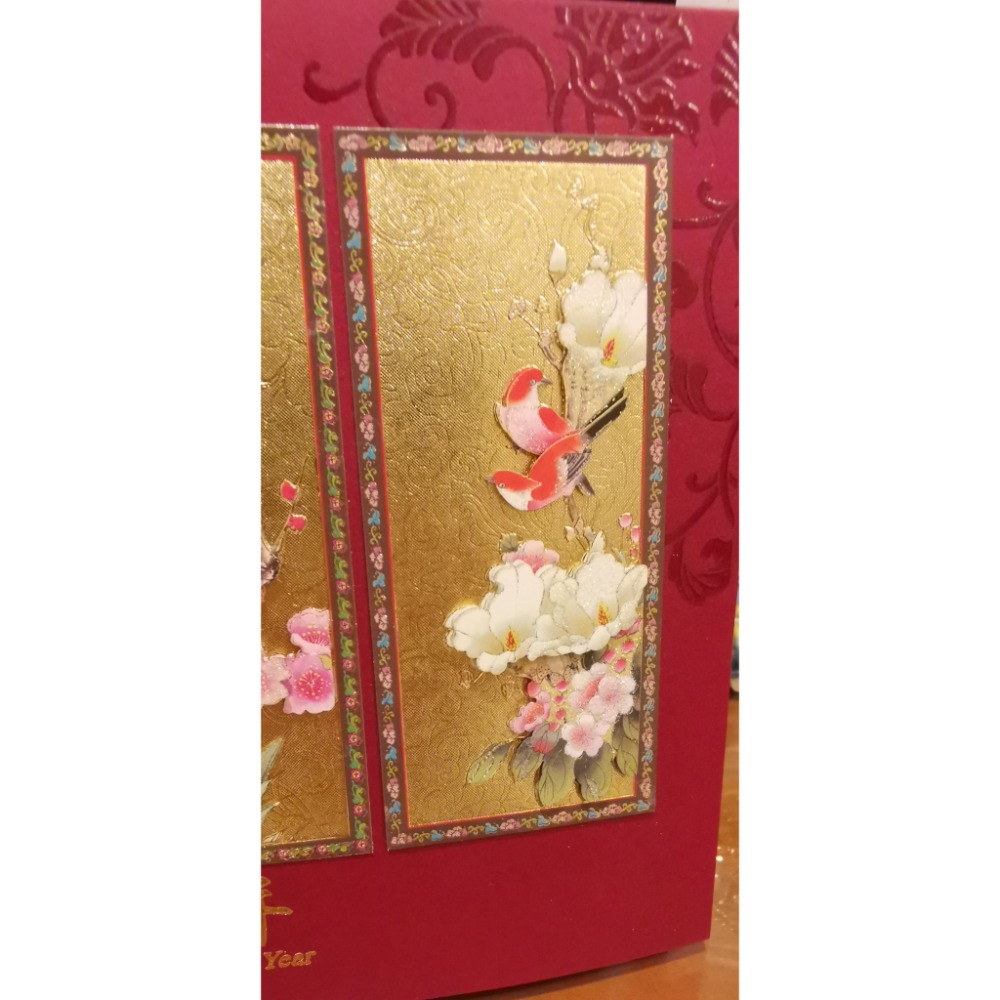 全新商品，立體國畫新年卡五張含信封，打包一起賣不拆售-細節圖7