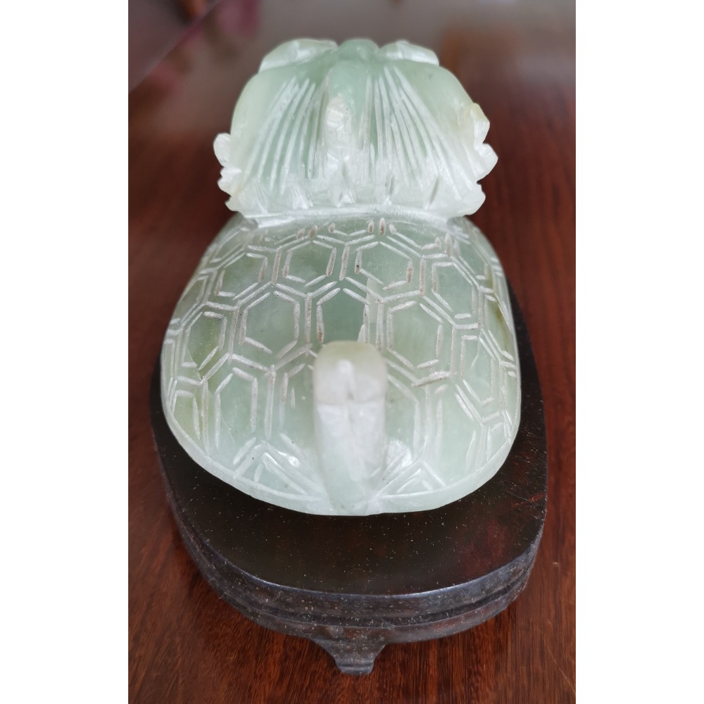 龍龜玉石擺件，附收藏錦盒與展示底座-細節圖6