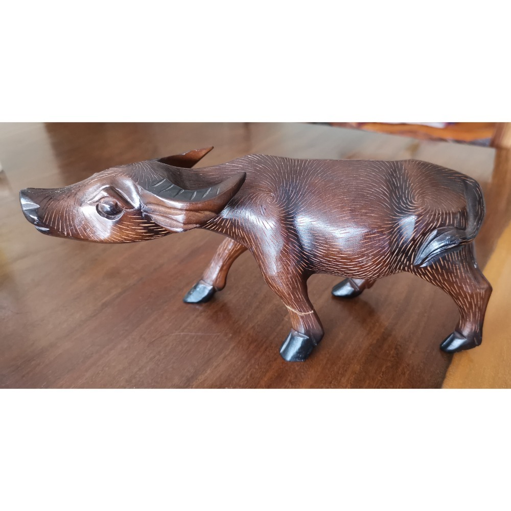 臺灣水牛木頭雕塑，尺寸：長25、寬9、高13cm-細節圖2