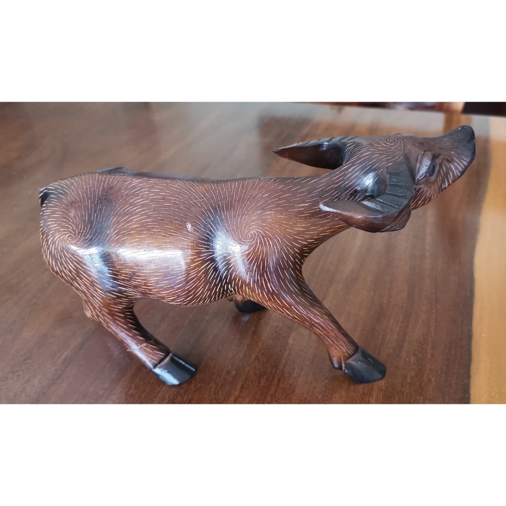 臺灣水牛木頭雕塑，尺寸：長25、寬9、高13cm-細節圖3