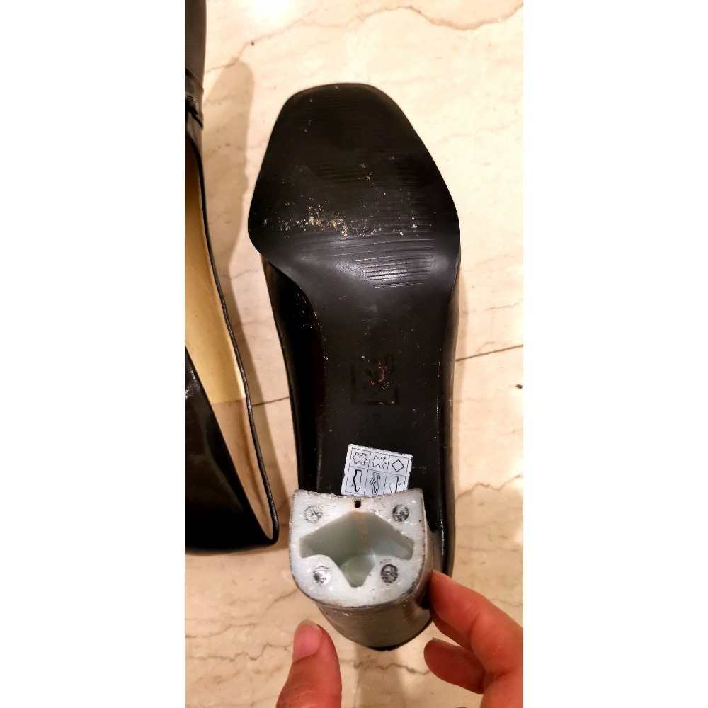 二手老時代高跟鞋（非現今環保材質），阿瘦A-SO女士黑色高跟包鞋，尺碼37號-細節圖6