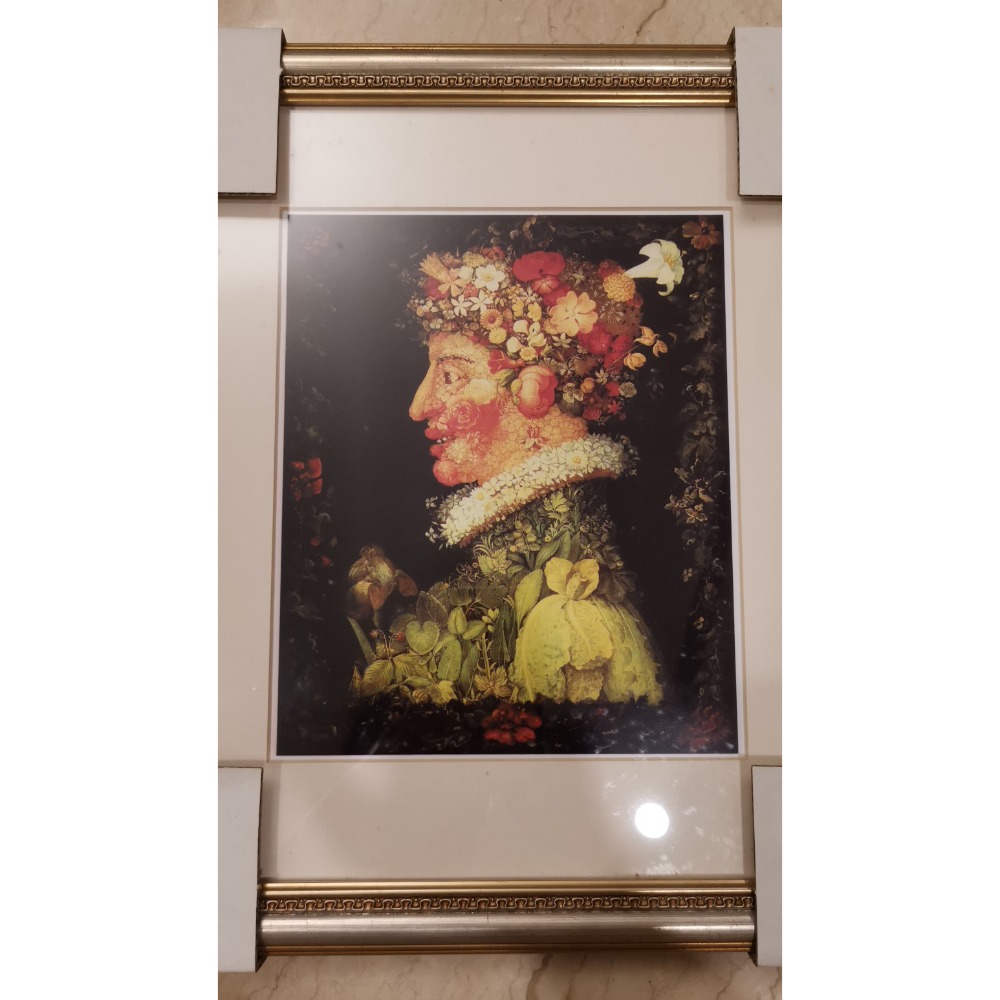 全新商品，居瑟培．阿欽伯鐸（Giuseppe Arcimboldo）四季，印刷品畫作，含畫框，打包一起賣-細節圖2