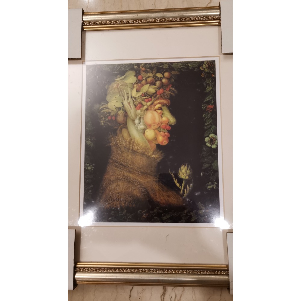 全新商品，居瑟培．阿欽伯鐸（Giuseppe Arcimboldo）四季，印刷品畫作，含畫框，打包一起賣-細節圖3