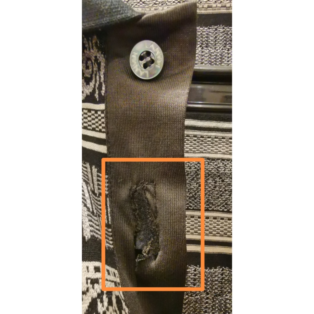 二手精品男士POLO衫，義大利製造/LANVIN黑領條紋短袖POLO衫，尺碼M號-細節圖6