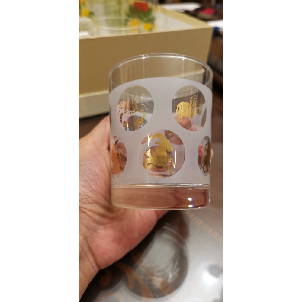 老玻璃杯，12星座描金威士忌酒杯，現貨一個-細節圖2