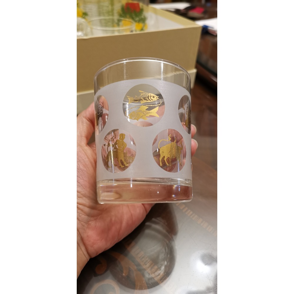 老玻璃杯，12星座描金威士忌酒杯，現貨一個-細節圖3