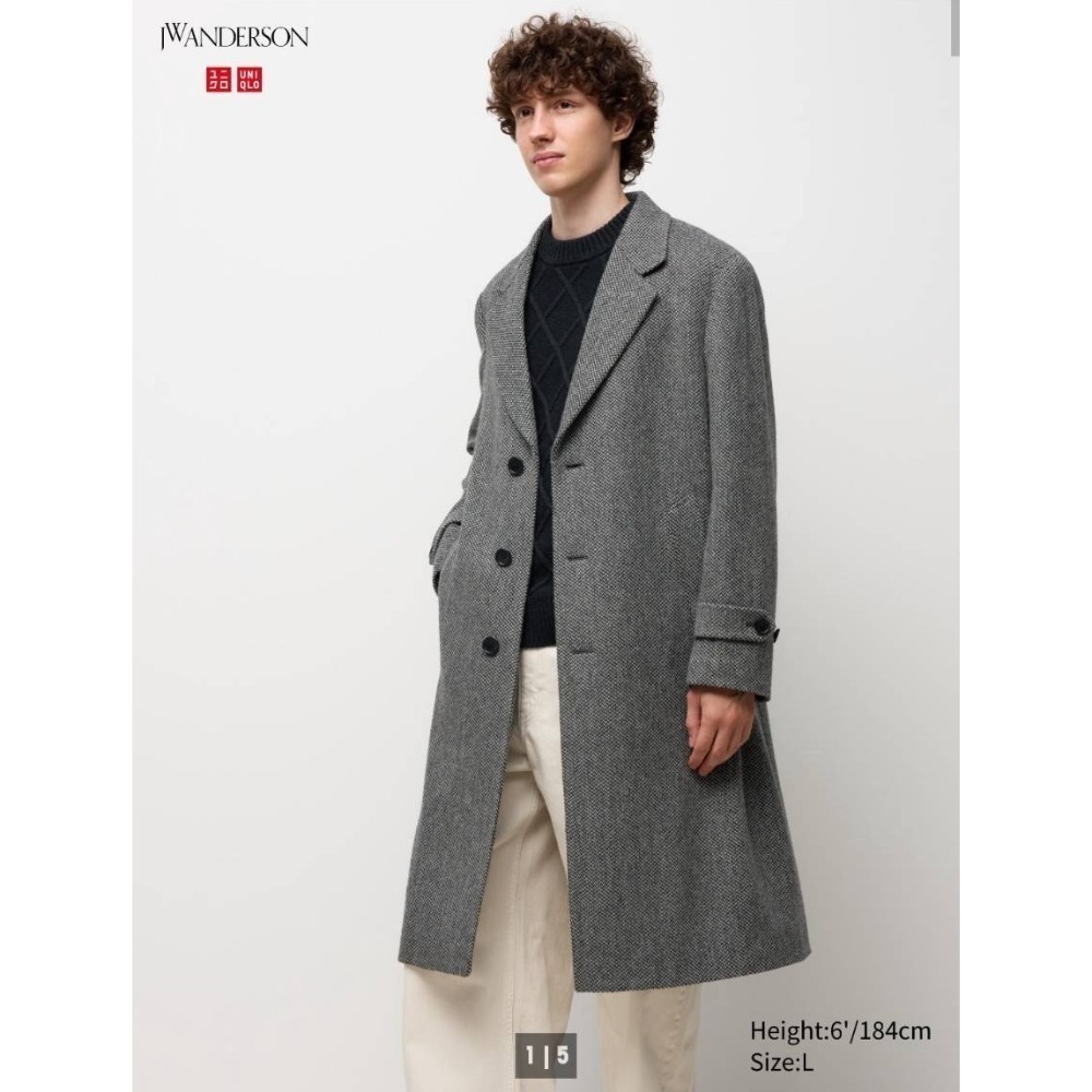 全新大衣，UNIQLO & JW ANDERSON聯名款，曼徹斯特大衣，男版M、L號，各一件-細節圖2