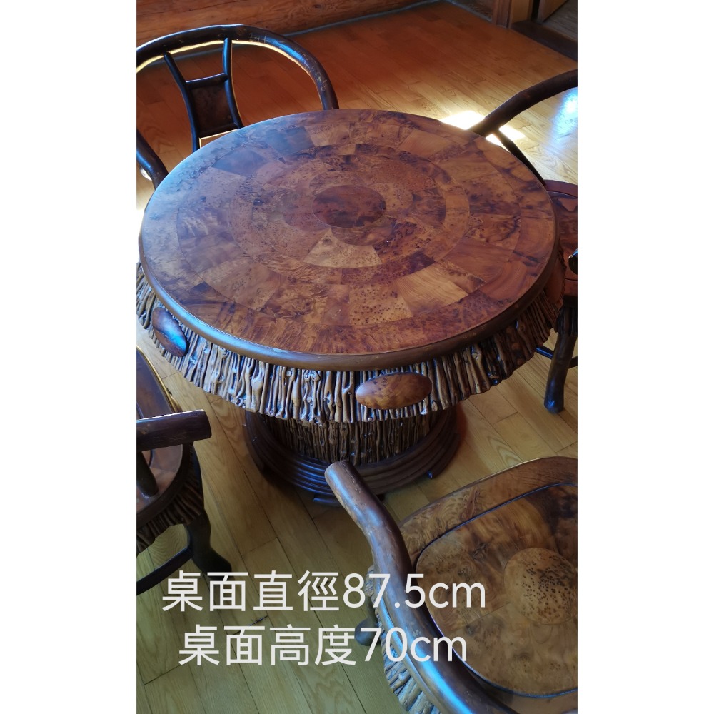 有興趣的買家請先留言。原木桌椅，一桌四椅，整套出售。-細節圖2