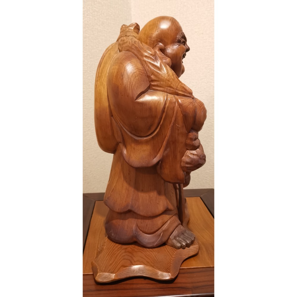 收款後才出貨！郵局寄送！運費外加150！木雕收藏品，招財進寶彌勒佛-細節圖2