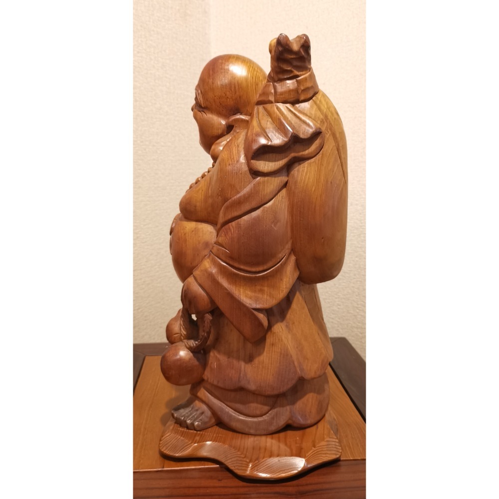 收款後才出貨！郵局寄送！運費外加150！木雕收藏品，招財進寶彌勒佛-細節圖4