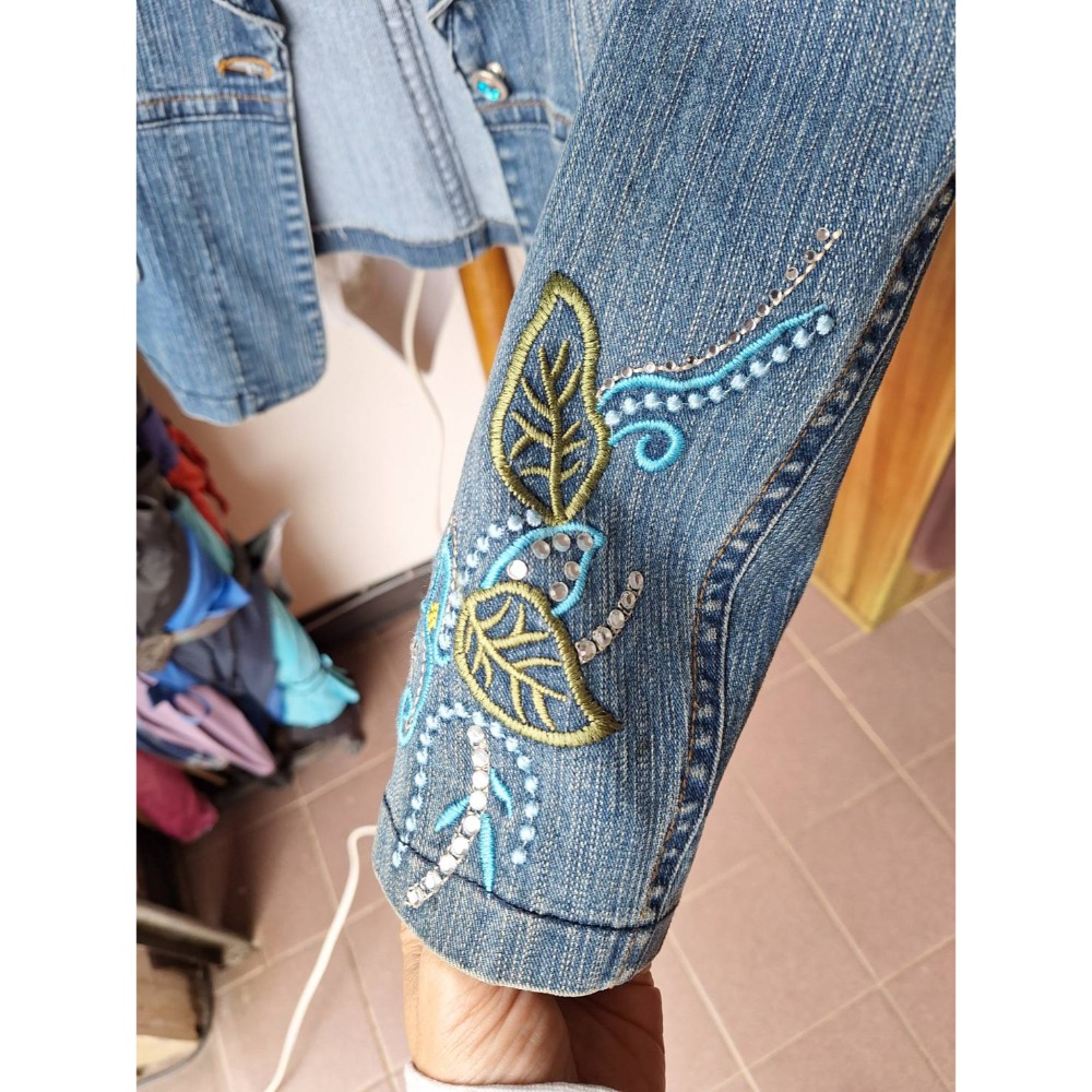 二手女士牛仔亮片珠花外套-細節圖6