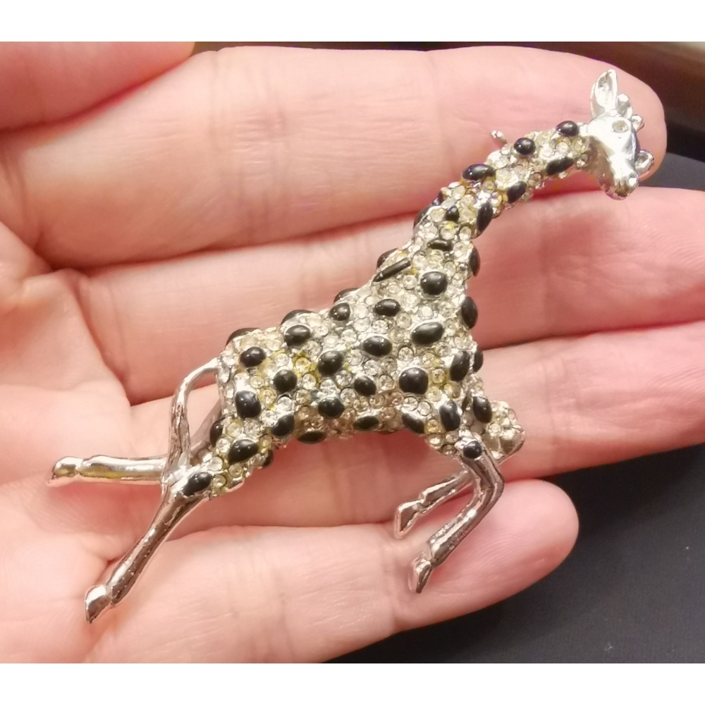 Vintage老錢風，銀色長頸鹿胸針-細節圖3