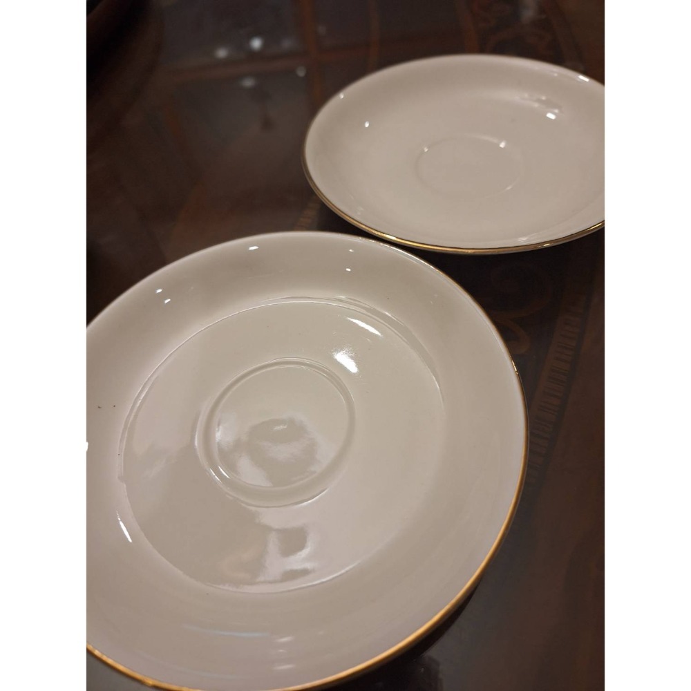 二手餐具,雀巢白瓷金邊咖啡杯組,一杯兩盤, 三件商品打包一起賣-細節圖4