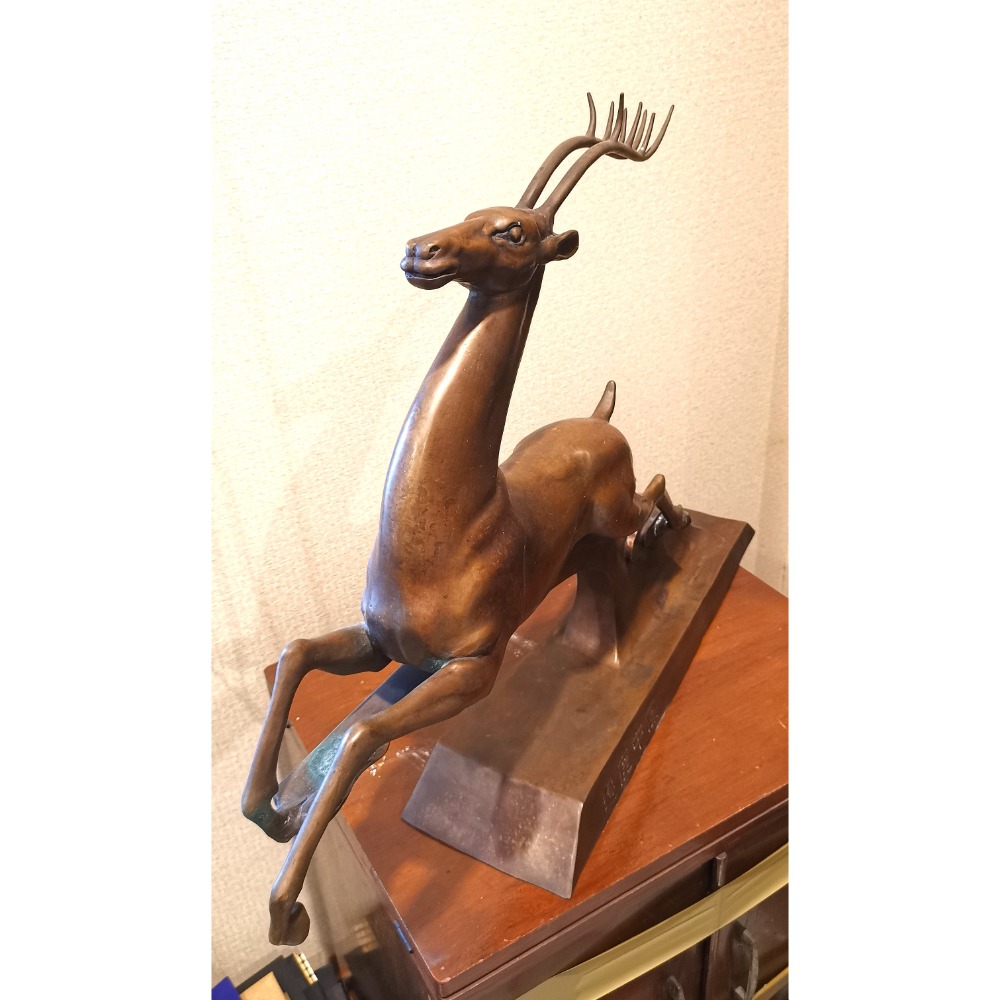 居家大型擺設，逐鹿中原銅雕，很有重量的一件擺設品，無法店到店-細節圖2