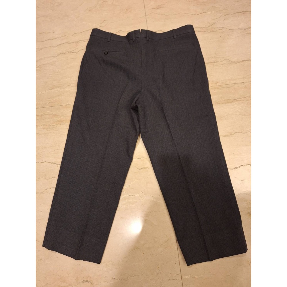 二手男士手工訂製灰黑色羊毛西裝褲-細節圖2