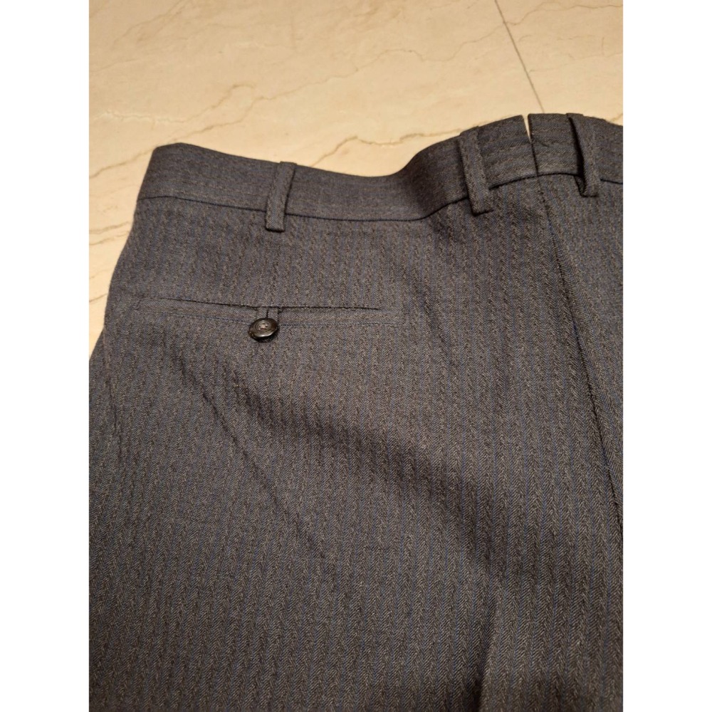二手男士手工訂製灰黑色羊毛西裝褲-細節圖3