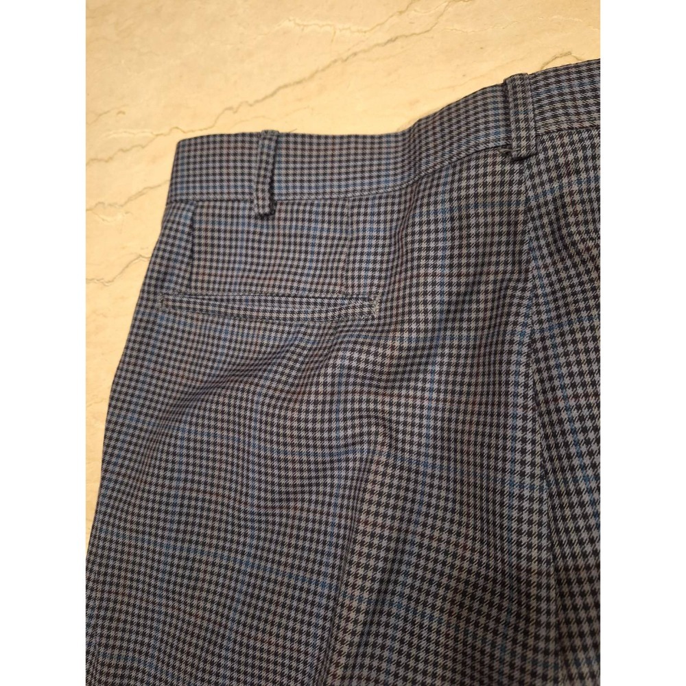 二手男士手工訂製千鳥格紋輕薄羊毛西裝褲-細節圖3