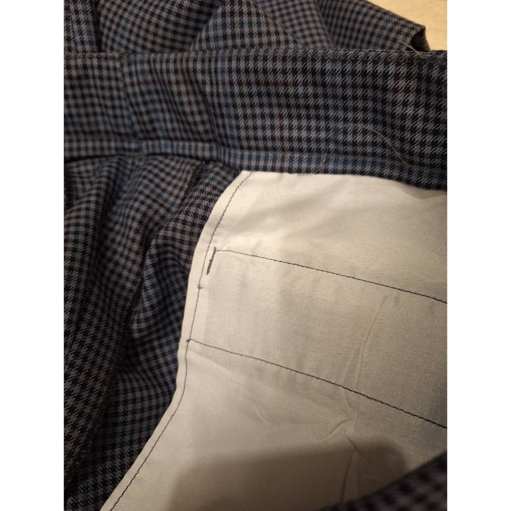 二手男士手工訂製千鳥格紋輕薄羊毛西裝褲-細節圖4