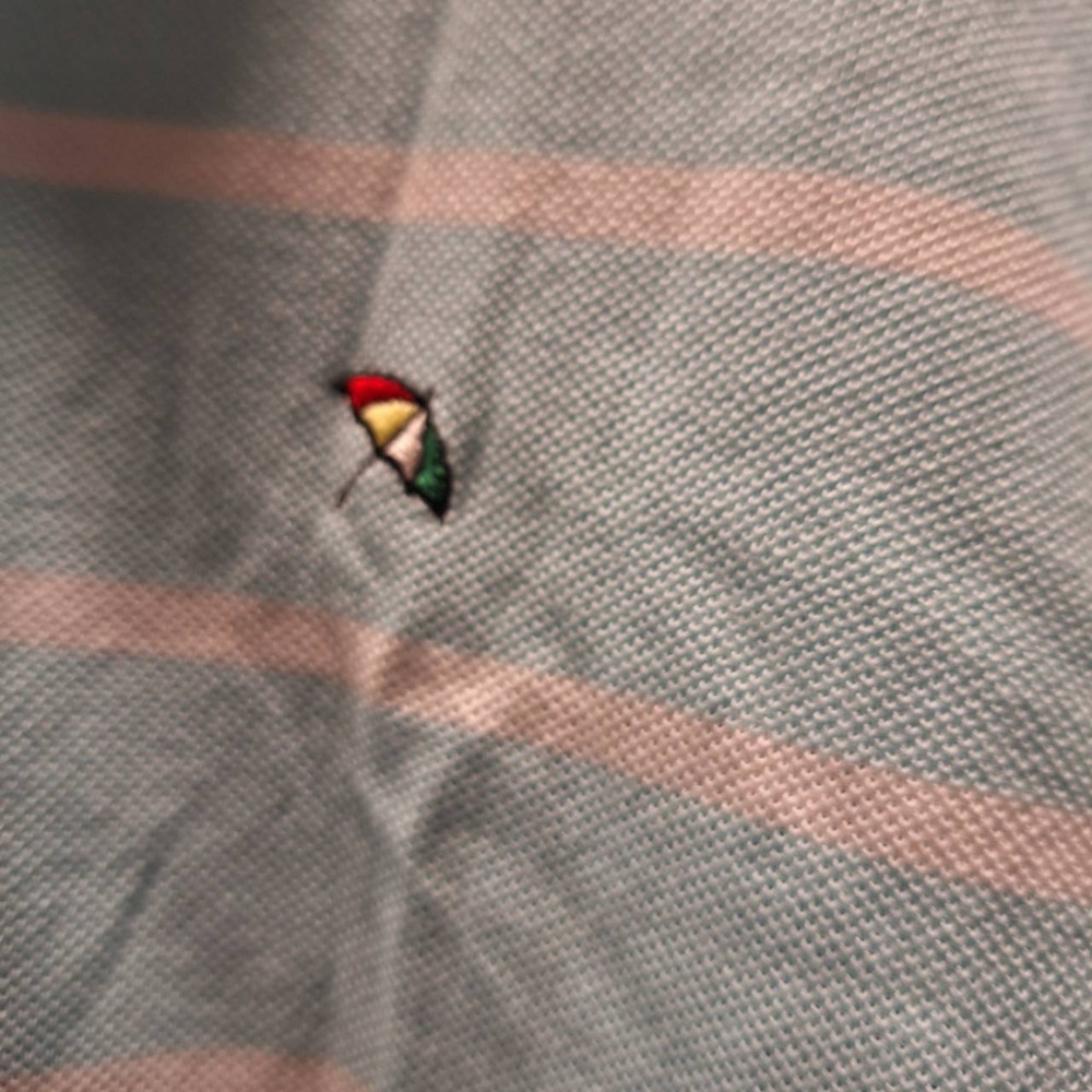 台灣製, 二手ARNOLD PALMER 100%純棉男士短袖淺藍色條紋Polo衫, 尺碼M號-細節圖4